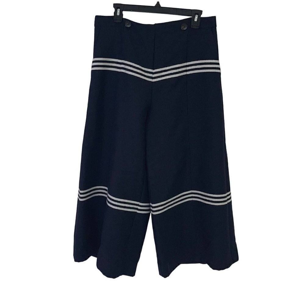 Baum Und Pferdgarten Womens Trousers Size 42 Blue Wide Leg Cropped Pockets New